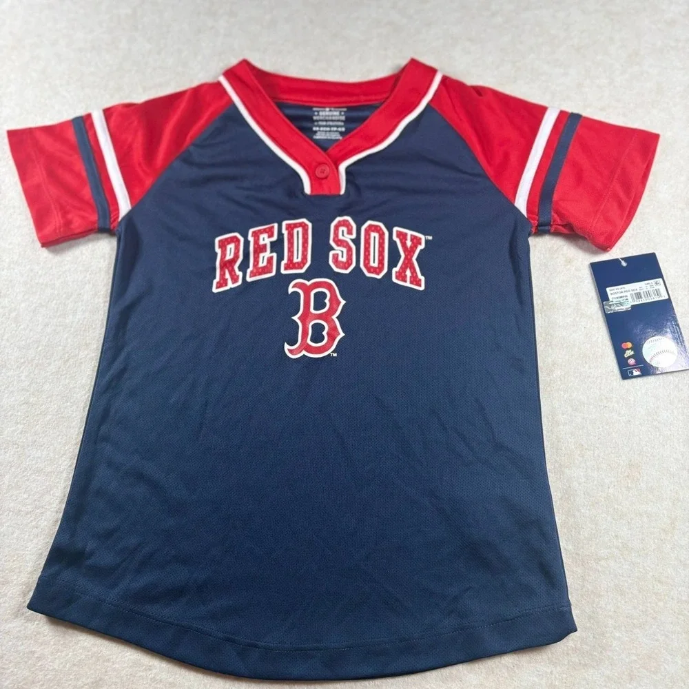 Boston Red Sox Girls Jersey Shirt Youth XS 4/5 MLB Team Athletics NWT